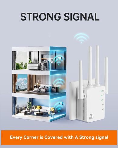 WiFi Extender with Ethernet Port, Covers Up to 13888 Sq.ft and 150+ Devices, WiFi Extender Signal Booster with Dual Band 5GHz/2.4GHz, Antennas, Ethernet Port & EasyMesh, 1-Tap Setup in Saudi Arabia