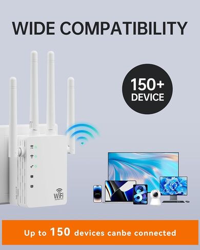 WiFi Extender with Ethernet Port, Covers Up to 13888 Sq.ft and 150+ Devices, WiFi Extender Signal Booster with Dual Band 5GHz/2.4GHz, Antennas, Ethernet Port & EasyMesh, 1-Tap Setup in Saudi Arabia