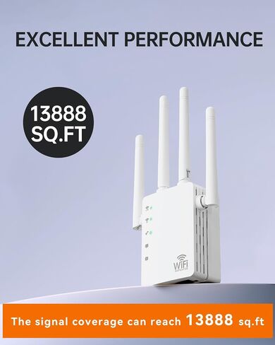 WiFi Extender with Ethernet Port, Covers Up to 13888 Sq.ft and 150+ Devices, WiFi Extender Signal Booster with Dual Band 5GHz/2.4GHz, Antennas, Ethernet Port & EasyMesh, 1-Tap Setup in Saudi Arabia