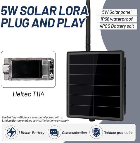 KEEPTEEN D5L-H4 Solar LoRa Kit, Mesh Repeater Node 5W Solar Panel with Heltec T114 LoRa Module, Compatible with Meshtastic/Meshcore, 915MHz & GPS, Quick Bluetooth Setup in Saudi Arabia