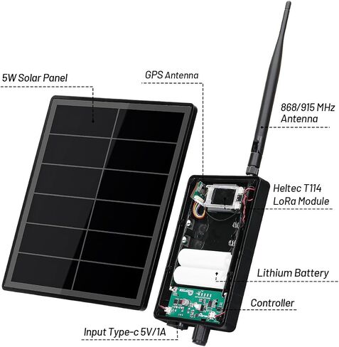 KEEPTEEN D5L-H4 Solar LoRa Kit, Mesh Repeater Node 5W Solar Panel with Heltec T114 LoRa Module, Compatible with Meshtastic/Meshcore, 915MHz & GPS, Quick Bluetooth Setup in Saudi Arabia