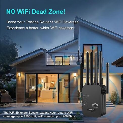 WiFi Extender, Fastest WiFi Booster 1200Mbps Dual Band (5.8GHz/2.4GHz) WiFi Extenders Signal Booster for Home, WiFi Repeater with Ethernet Port Covers up to 10000sq. ft and 55 Devices in Saudi Arabia