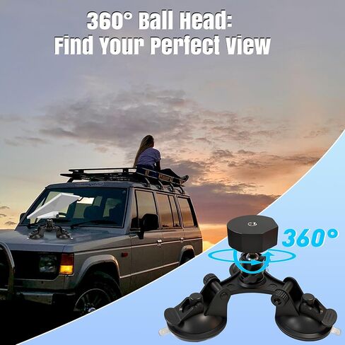 Starlink Mini Mount, Suction Cup Roof Mount with Triple Locking Base with Dual 1/4" & 3/8" Threads, Suitable for Smooth Surface Installation Such as Roof/Sunroof/RV/Windows in Saudi Arabia