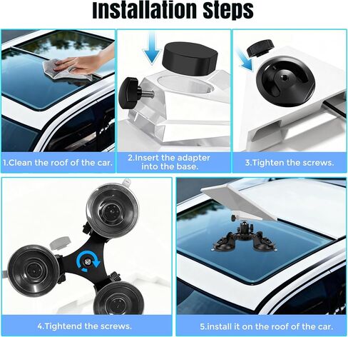 Starlink Mini Mount, Suction Cup Roof Mount with Triple Locking Base with Dual 1/4" & 3/8" Threads, Suitable for Smooth Surface Installation Such as Roof/Sunroof/RV/Windows in Saudi Arabia