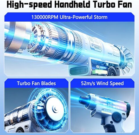 yAyusi Rechargeable Electric Duster,130000RPM Super Power Electric Air Duster,Portable Cordless Duster with LED Light,Stepless Speed ​​Adjustment Dust Blower for Computer,Outdoor,House and Car in Kuwait