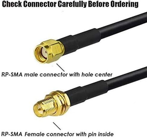 CORONIR 33ft WiFi Antenna Extension Cable Coaxia RP Male to Female Connector for Wireless LAN Router Bridge Cellular Security IP Camera Extension in Kuwait