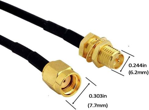 CORONIR 33ft WiFi Antenna Extension Cable Coaxia RP Male to Female Connector for Wireless LAN Router Bridge Cellular Security IP Camera Extension in Kuwait