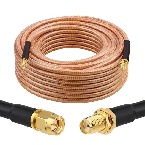 XRDS -RF RG8X SMA كابل تمديد، كابل محوري SMA ذكر إلى SMA أنثى منخفض الخسارة (50 أوم)، حماية نحاسية مضفرة عالية الكثافة لهوائي WiFi، جهاز توجيه 4G 5G LTE، عامل منجم هيليوم، راديو هام 35FT in Kuwait