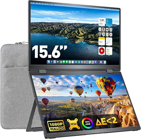 Upperizon Portable Monitor 14 inch 4K 3840X2400 100000:1 100% DCI-P3 OLED HDMI USB-C Travel Monitor for Laptop MacBook PC Surface PS5 Xbox, External Display with Kickstand & Speakers, VESA Compatible in Kuwait