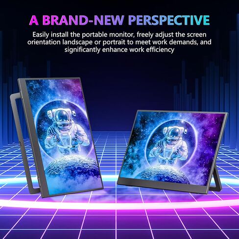WUAWE 14" Portable Monitor FHD 1080P, Ultra Slim Built-in 180° Adjustable Stand, Second Screen for Laptop, Desktop, Tablet, Phone, Xbox, PS4/PS5, GEEKOM. in Kuwait