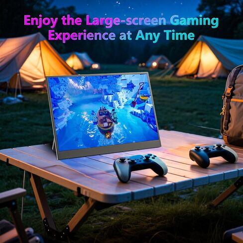 WUAWE 14" Portable Monitor FHD 1080P, Ultra Slim Built-in 180° Adjustable Stand, Second Screen for Laptop, Desktop, Tablet, Phone, Xbox, PS4/PS5, GEEKOM. in Kuwait