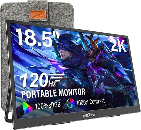 InnoView Portable Monitor 18.5 inch 100HZ 120% sRGB, 1080P FHD IPS Large Portable Monitors for Laptop USB C HDMI HDR Travel Monitor with Kickstand Mac PC Xbox PS4/5 Switch in Kuwait