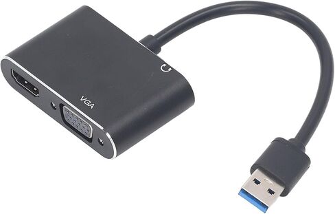 USB 3.0 to HD Adapter, Stainless Steel USB 3.0 to VGA Adapter with High Speed Simultaneous Output, Ideal for Movie Meeting Presentation in Kuwait