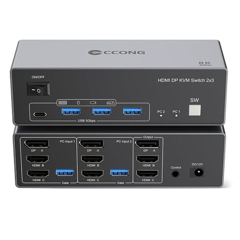 8K@60Hz HDMI Displayport KVM Switch 3 Monitors 2 Computers in Saudi Arabia