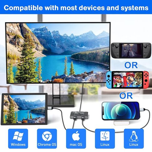 USB C Switch 2 in 1 Out USB C Switcher Selector for 2 Laptops Share 1 USB Device, 4K@60Hz/10Gbps Data Transfer and 100W PD Charging, Wired Control and 2 UBS C Cables in Saudi Arabia