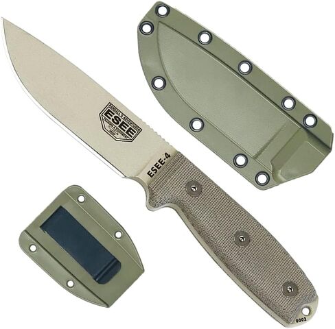 ESEE 4P-DT Desert Tan Fixed Blade Knife w/ OD Green Molded Polymer Sheath in Kuwait