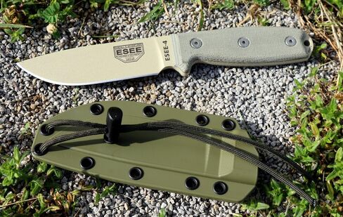 ESEE 4P-DT Desert Tan Fixed Blade Knife w/ OD Green Molded Polymer Sheath in Kuwait