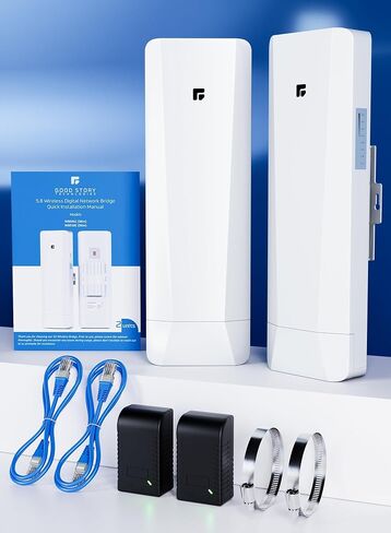 نقطة جسر لاسلكية إلى نقطة IEEE 802.11 900 ميجا بايت/ثانية 5.8 جيجا هرتز مع كلا القطبين، اتصالات الشبكة للمتجر، الحظيرة، مبنى المرآب، مجموعة مسافة طويلة 3 كيلومتر تم تكوينها مسبقًا. (3KM 2-حزمة) in Kuwait