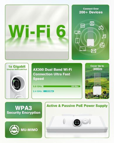 Adalov AX3000 Outdoor WiFi 6 Access Point, Dual Band, POE, IP67 in Kuwait
