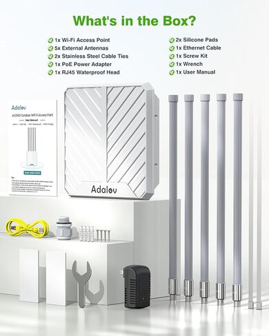 Adalov AX3000 Outdoor WiFi 6 Access Point, Dual Band, POE, IP67 in Kuwait