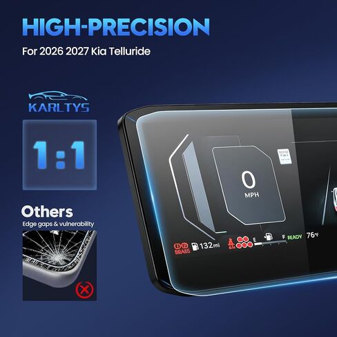 واقي شاشة Karltys لعام 2026 2027 Kia Telluride X-PRO/SX-Prestige/AWD، غطاء شاشة ملاحة عالي الدقة من الزجاج المقوى 12.3 بوصة 9H لفيلم شاشة اللمس Kia Kia Telluride [مضاد للوهج ولا يوجد بصمة إصبع] in Kuwait