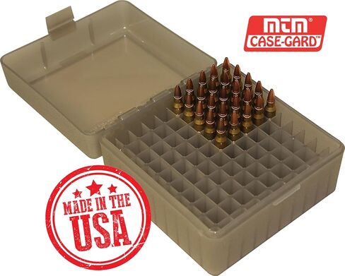 MTM RS-100-41 100 Round Rifle Ammo Box | Flip-Top | 223 204 Ruger 6x47 | Indestructible polypropylene, Snap-lock latch | USA Made | Clear Smoke in Saudi Arabia