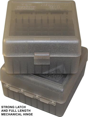 MTM RS-100-41 100 Round Rifle Ammo Box | Flip-Top | 223 204 Ruger 6x47 | Indestructible polypropylene, Snap-lock latch | USA Made | Clear Smoke in Saudi Arabia
