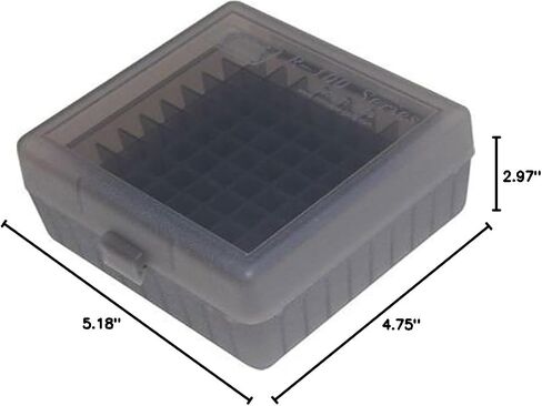 MTM RS-100-41 100 Round Rifle Ammo Box | Flip-Top | 223 204 Ruger 6x47 | Indestructible polypropylene, Snap-lock latch | USA Made | Clear Smoke in Saudi Arabia