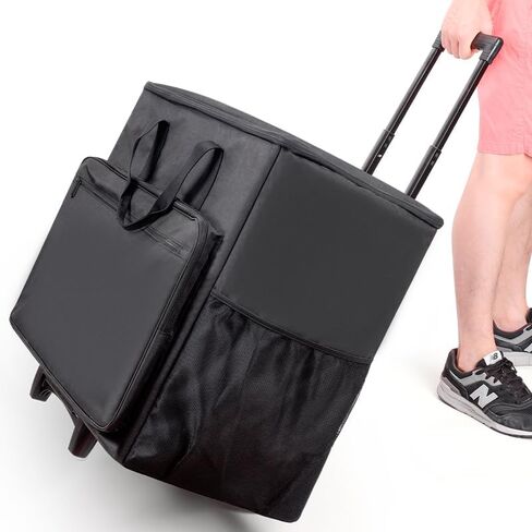 BUBM PC Carrying Case on Wheels, Desktop Travel Bag with Detachable Trolley for PC Tower, Monitor, Keyboard and Mouse, Black (Bag Only, for 27" Monitor) in Kuwait