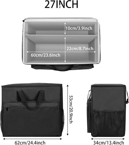 BUBM PC Carrying Case on Wheels, Desktop Travel Bag with Detachable Trolley for PC Tower, Monitor, Keyboard and Mouse, Black (Bag Only, for 27" Monitor) in Kuwait