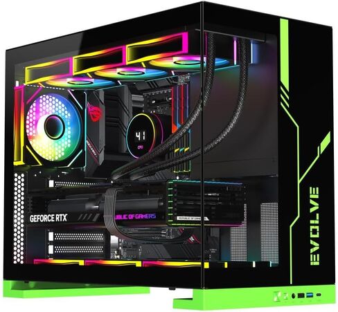 DIYPC IDX8-BK-ARGB Black USB3.0/ Type C Tempered Glass ATX Gaming Computer Case w/Dual Tempered Glass Panel and 4 x ARGB PWM Fans (Pre-Installed) in Saudi Arabia