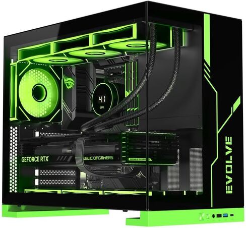 DIYPC IDX8-BK-ARGB Black USB3.0/ Type C Tempered Glass ATX Gaming Computer Case w/Dual Tempered Glass Panel and 4 x ARGB PWM Fans (Pre-Installed) in Saudi Arabia
