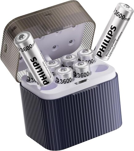 PHILIPS 8-Pack Rechargeable AA Lithium Batteries, 1.5V 3600mWh Double A Li-ion with 1200 Long Cycle Life, Compatible with Game Controllers, Remotes & Household Electronics in Saudi Arabia