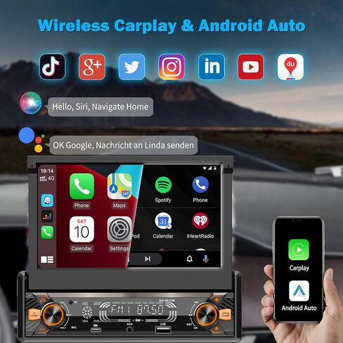 Single Din Car Radio Touchscreen with Wireless CarPlay in Saudi Arabia