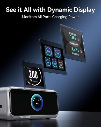 MOKiN 200W Charging Station with Retractable Cord, 6-Port Desktop Charger in Saudi Arabia
