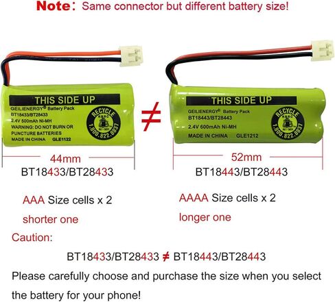 بطاريات هاتف لاسلكية قابلة لإعادة الشحن 2.4 فولت لAT&T/Lucent BT-18433 BT-184342 BT-28433 BT-284342 BT-6010 BT-8000 BT-8001 BT-8300 Empire CPH-515D CPH515D (6 عبوات BT18433) in Kuwait