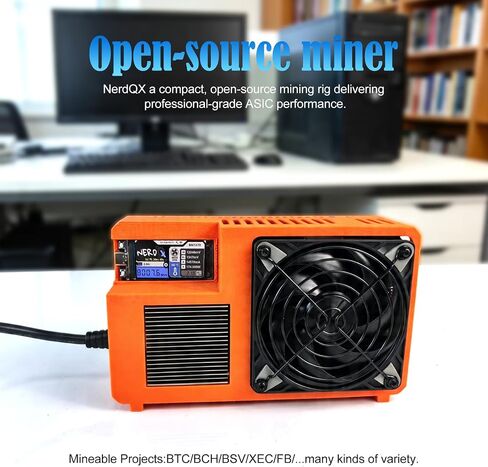 Bitcoin Home Miner NerdQX 8.0TH/s، عامل منجم منزلي مفتوح المصدر مع أربع شرائح BM1370 ASIC، التوصيل والتشغيل بمروحة مزدوجة، واي فاي 170 وات 2.4 جيجا وهادئ لآلة التشفير Bitcoin Miner للمبتدئين in Kuwait