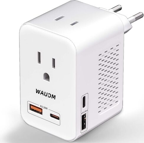 220 V to 110 V Voltage Converter, 20 W PD, Reduces 220 V to 120 V, U.S. to Europe Travel Converter for Over 80 Countries, Including Most European Countries, France, Germany, Italy and Australia in Kuwait