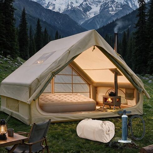 Large Inflatable Tents for Camping, 5-Minute Quick Easy Setup Blow Up Tents with Pump, 4 Season Glamping Waterproof Oxford House, Instant Outdoor Hot Air Tent for Family Parties in Saudi Arabia