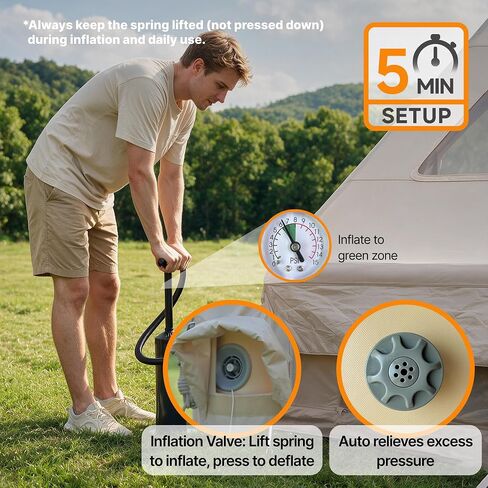 Large Inflatable Tents for Camping, 5-Minute Quick Easy Setup Blow Up Tents with Pump, 4 Season Glamping Waterproof Oxford House, Instant Outdoor Hot Air Tent for Family Parties in Saudi Arabia