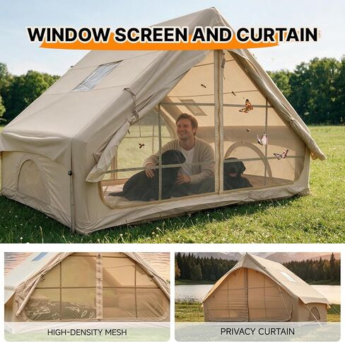 Large Inflatable Tents for Camping, 5-Minute Quick Easy Setup Blow Up Tents with Pump, 4 Season Glamping Waterproof Oxford House, Instant Outdoor Hot Air Tent for Family Parties in Saudi Arabia