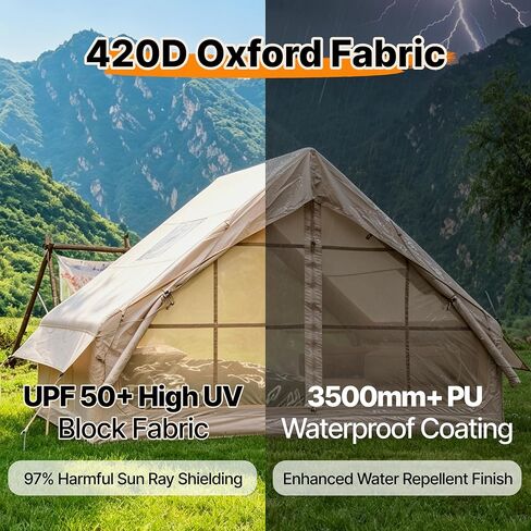 Large Inflatable Tents for Camping, 5-Minute Quick Easy Setup Blow Up Tents with Pump, 4 Season Glamping Waterproof Oxford House, Instant Outdoor Hot Air Tent for Family Parties in Saudi Arabia