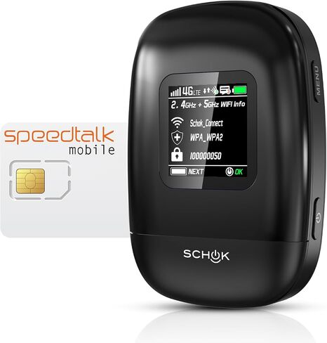 SCHOK 4G LTE Portable WiFi - Cat 12 Mobile Hotspot Travel Router, 600Mbps Download High Speed, Dual Bands (2.4GHz/5GHz), Compatible with Verizon, T-Mobile, AT&T in Saudi Arabia