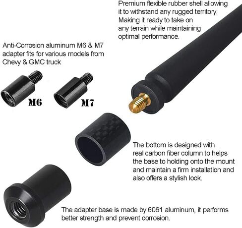 7 inches Antenna Compatible with Chevy Silverado & GMC Sierra/Denali | Flexible Rubber Antenna Replacement | Internal Copper Coil for Optimized FM/AM Reception in Saudi Arabia