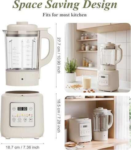 Nut Milk Maker Machine, 59oz Soy Milk Maker with Detachable Design, 9 in 1 Homemade Almond, Oat, Plant Based Milk, Juice, Milkshake and Smoothie Maker, 24H Delay Start, Auto Clean (white) in Saudi Arabia
