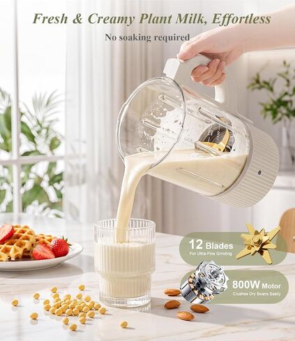 Nut Milk Maker Machine, 59oz Soy Milk Maker with Detachable Design, 9 in 1 Homemade Almond, Oat, Plant Based Milk, Juice, Milkshake and Smoothie Maker, 24H Delay Start, Auto Clean (white) in Saudi Arabia