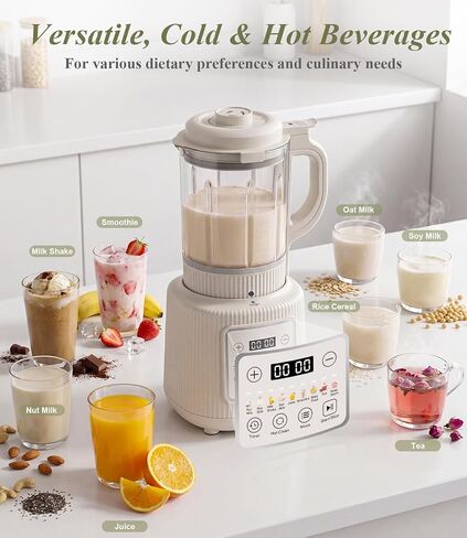 Nut Milk Maker Machine, 59oz Soy Milk Maker with Detachable Design, 9 in 1 Homemade Almond, Oat, Plant Based Milk, Juice, Milkshake and Smoothie Maker, 24H Delay Start, Auto Clean (white) in Saudi Arabia