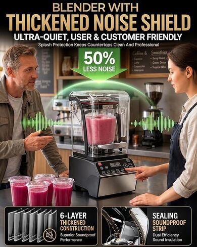 Quiet Blender, 80 oz Commercial Countertop Blender with Noise-Reducing Shield, 2200W Pure Copper Motor, 46000RPM, 6 Presets, DIY Control, Self-Cleaning for Smoothies, Ice Crushing, Puree,Food,Kitchen in Saudi Arabia