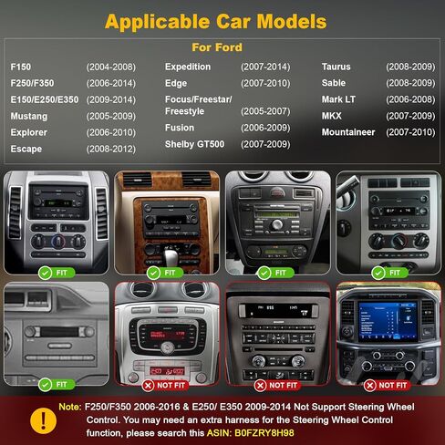 Car Radio for Ford F150 2004-2008, Mustang 2005-2009, Explorer 2006-2010, Expedition 8Core+64GB 7" QLED Touch Screen Stereo with Wireless Carplay/Android Auto,GPS, WiFi, BT5.4,FM SWC Backup Camera in Saudi Arabia
