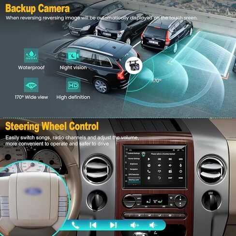 Car Radio for Ford F150 2004-2008, Mustang 2005-2009, Explorer 2006-2010, Expedition 8Core+64GB 7" QLED Touch Screen Stereo with Wireless Carplay/Android Auto,GPS, WiFi, BT5.4,FM SWC Backup Camera in Saudi Arabia